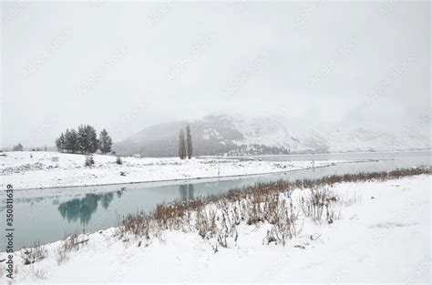 Beautiful snow scene of Lake tekapo, New Zealand. Picturesque by day and dazzling by night, Lake ...