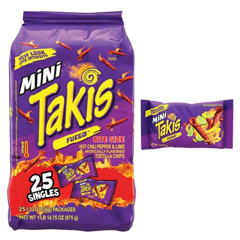 Takis Fuego Mini Bite Size Multipack - Hot Chili Pepper & Lime Rolled ...