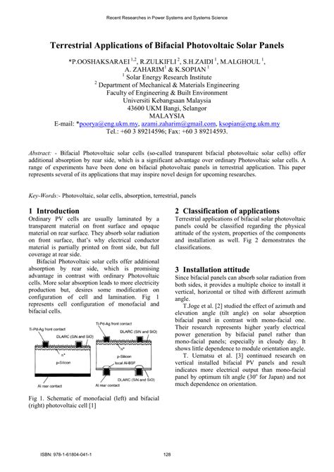 (PDF) Terrestrial applications of bifacial photovoltaic solar panels