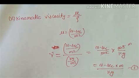 Kinematic viscosity vs dynamic viscosity equation - nombubble