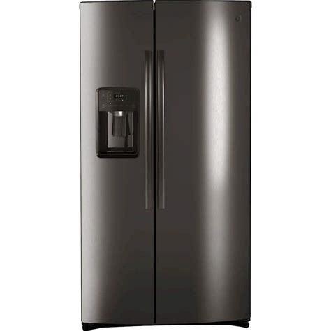 GE - 25.1 Cu. Ft. Side-by-Side Refrigerator - Black stainless steel at Pacific Sales