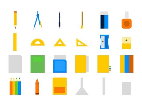 Premium Vector | Vector educational tool set icon flat design