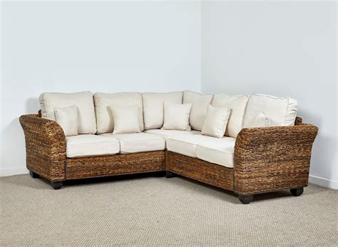 Rattan Conservatory Corner Sofa in Oatmeal - Kingston Abaca 161cm x ...