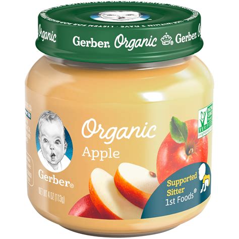 (Pack of 6) Gerber Organic 1st Foods Baby Food, Apple, 4 oz Jars - Walmart.com