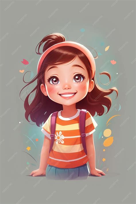 Premium AI Image | Cheerful girl is happy funny positive children smile cartoon character hand ...