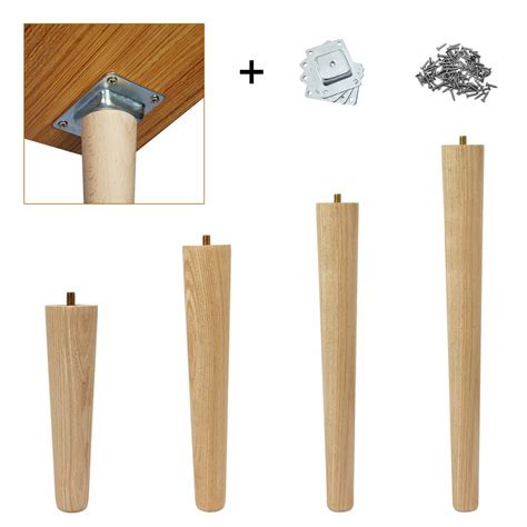 4 PCS Solid Wood Legs Beech Pine Poplar Table Legs DIY with Fixing Plates Screws | eBay