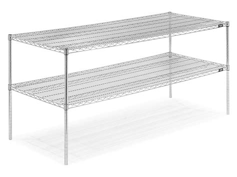 Two-Shelf Wire Shelving Unit - 72 x 30 x 34", Chrome H-6762-34C - Uline