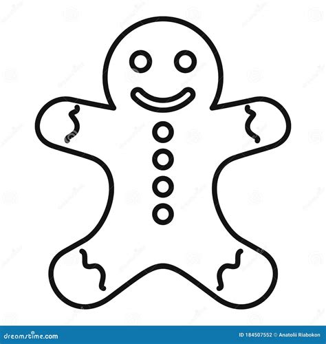 Gingerbread Man Icon, Outline Style Stock Vector - Illustration of cake ...