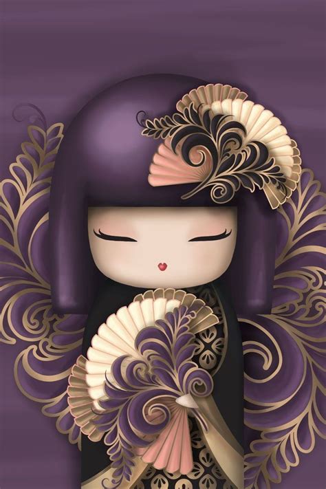 Kokeshi purple iphone wallpaper | Kokeshi dolls, Japanese dolls, Kokeshi