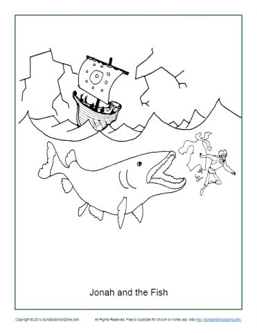 Jonah and the Fish Coloring Page - Children's Bible Activities | Sunday School Activities for Kids