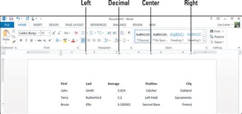 Basics of Tab Stops in Word 2013 - dummies