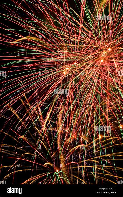 Fireworks in night sky Stock Photo - Alamy