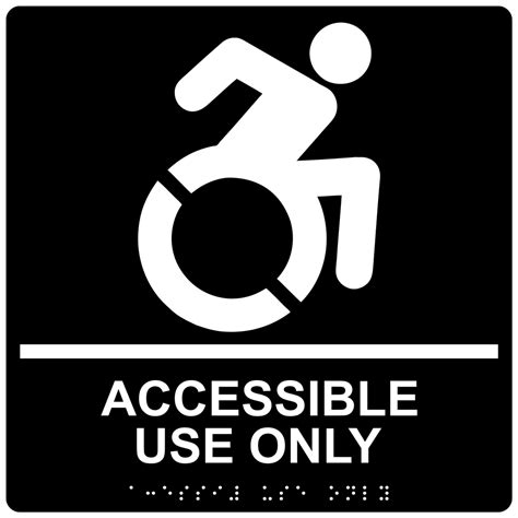 Accessible Use Only Braille Sign With Dynamic Accessibility Symbol RRE-835R-99_WHTonBLK Access