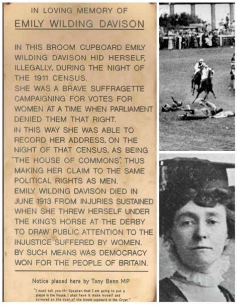 Tony Benn Screwed This Tribute To Suffragette Emily Davison In A House Of Commons Broom Cupboard ...