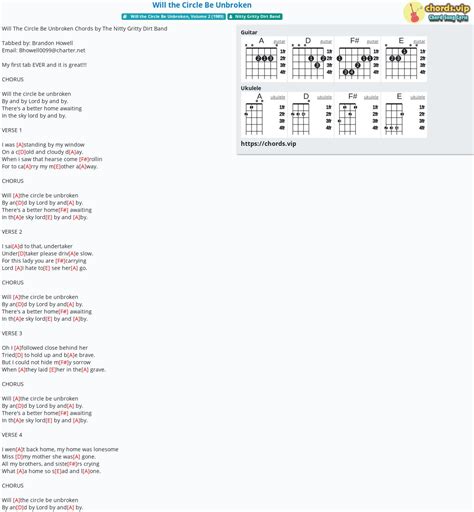 Chord: Will the Circle Be Unbroken - tab, song lyric, sheet, guitar ...