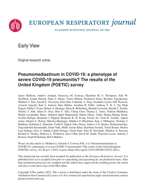 (PDF) Pneumomediastinum in COVID-19: a phenotype of severe COVID-19 pneumonitis? The results of ...