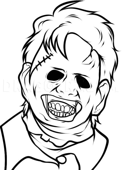 How To Draw Leatherface Easy, Step by Step, Drawing Guide, by Dawn | dragoart.com | Scary ...