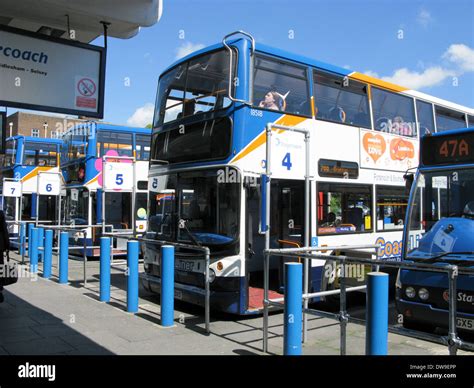 Buses lined up at Chichester bus station Chichester West Sussex UK ...