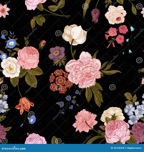 Seamless Vector Vintage Pattern Stock Vector - Illustration of botanical, plant: 46128328