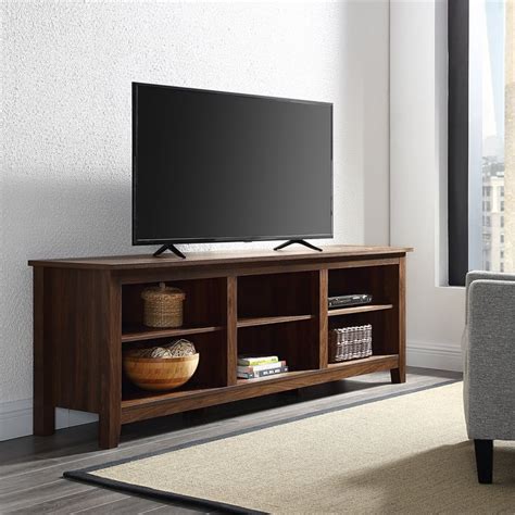 70 inch Wood Media TV Stand Storage Console in Dark Walnut - Walmart ...