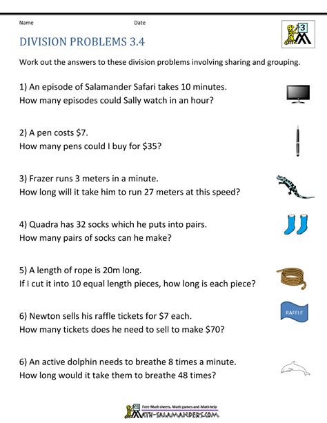 Division 3Rd Grade Grade 3 Math Word Problems - 3RD GRADE MATH - BASIC DIVISION PRACTICE SHEETS ...