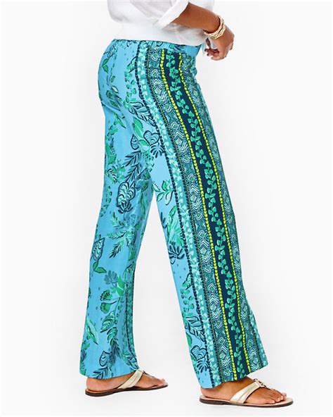 33" Bal Harbour Mid-Rise Palazzo Pant - Seabreeze Blue Plant One On Yo – The Islands - A Lilly ...