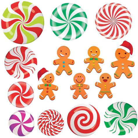 Buy Happy Storm Peppermint Cutouts Gingerbread Cutouts 15PCS Christmas Candy Land Theme ...