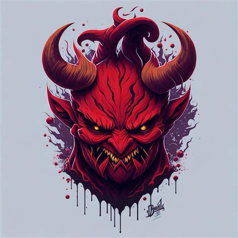 Premium AI Image | A red devil with horns and horns is shown in a white background.