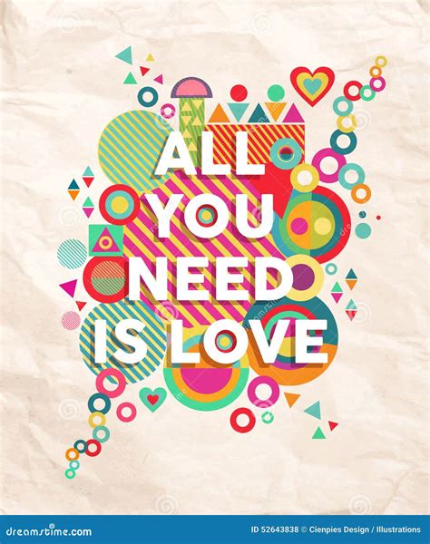 All You Need Is Love Quote Poster Background Stock Vector - Image: 52643838