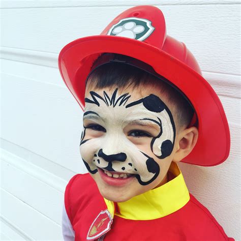 Marshall from Paw Patrol face painting | Paw patrol face paint, Face painting, Dog face paints