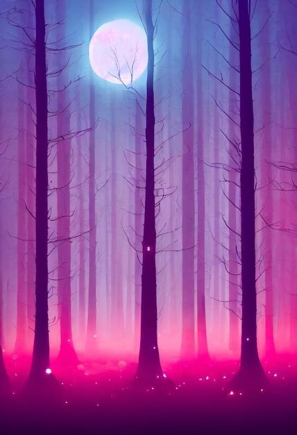 Premium Photo | Night forest landscape