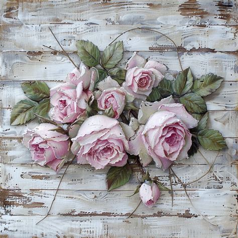 Pink Roses On Wood Art Free Stock Photo - Public Domain Pictures