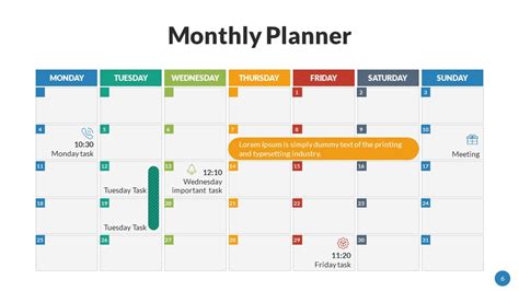 Monthly Planner PowerPoint Presentation Template, Presentation Templates