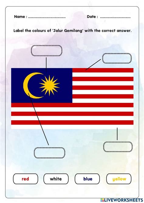 Colours of Jalur Gemilang worksheet | Economics lessons, Preschool age, Teachers