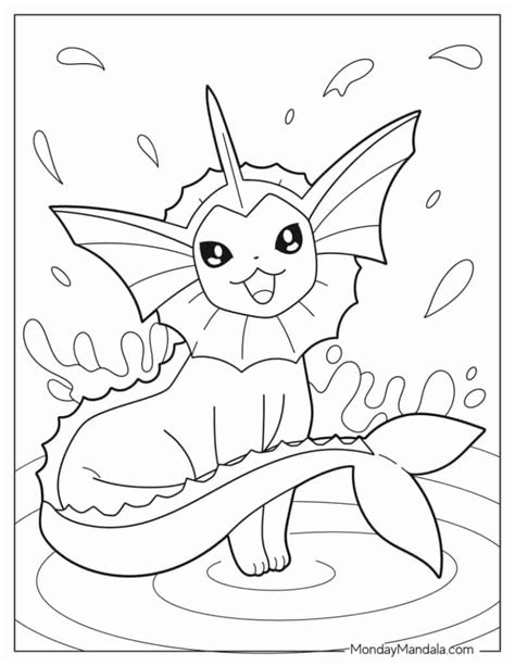 Pokemon Vaporeon Coloring Pages Eevee Evolution Pokemon, 54% OFF