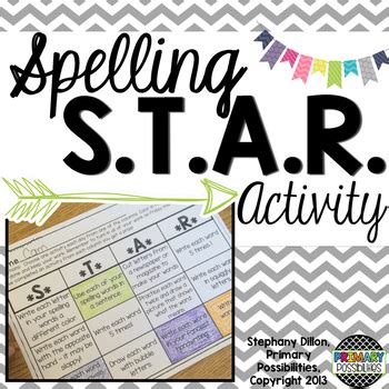 Spelling STAR- Spelling Homework Practice by Stephany Dillon | TPT