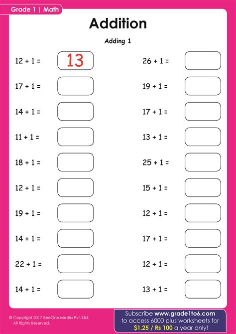 Class 1 Math Worksheet NCERT | Grade1to6.com