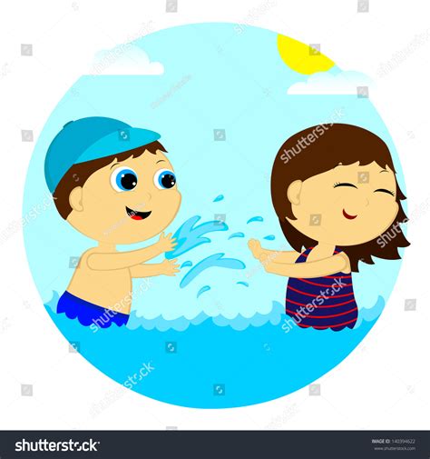 Children Splash Water Stock Vector (Royalty Free) 140394622 | Shutterstock