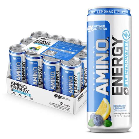 Optimum Nutrition Amino Energy + Electrolytes - Blueberry Lemonade Energy Drink (12 Pack) | Keto ...