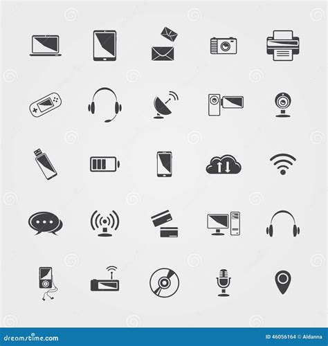 Vector Black Technology Icons Set Stock Vector - Illustration of symbol, computer: 46056164