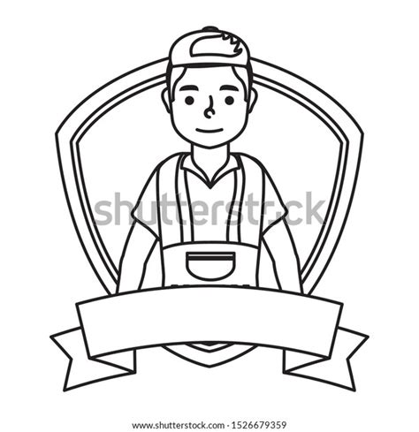 Young Mechanic Worker Shield Frame Vector Stock Vector (Royalty Free) 1526679359 | Shutterstock