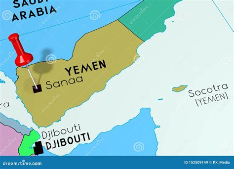 Yemen, Capital De Sanaa, Fijado En Mapa Político Stock de ilustración ...