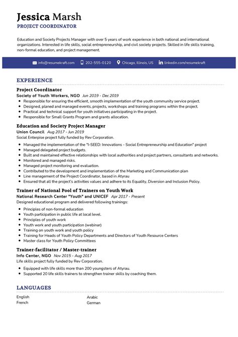 Project Coordinator Resume Sample 2021 | Writing Guide - ResumeKraft