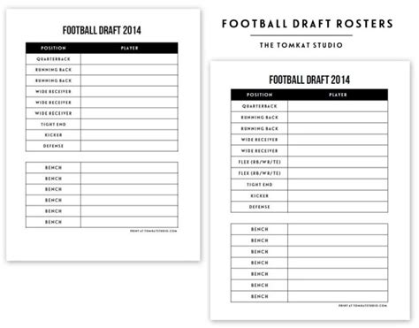 Fantasy Football Roster Sheet - FREE DOWNLOAD - Aashe