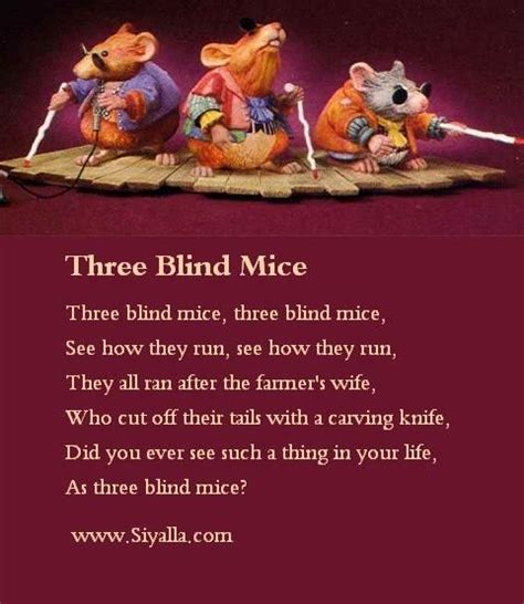 Three Blind Mice - Nursery Rhymes ~ Kids Poems - Poems for Kids, Best Kids Poems Collection from ...