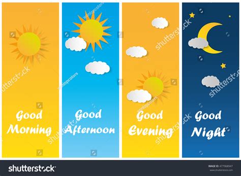 Good Morning Good Night Day Evening Stock Vector (Royalty Free ...