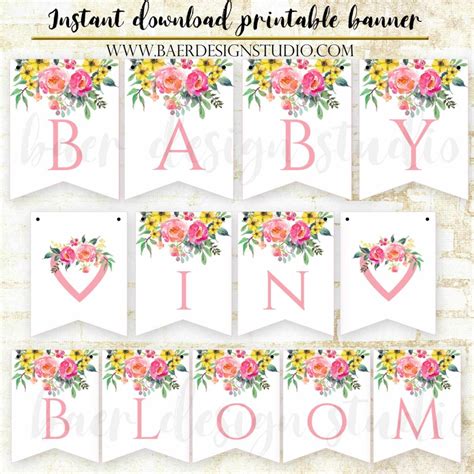 Baby in Bloom Printable Baby Shower Banner, Instant Download - Baer ...