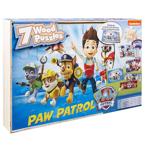 Paw Patrol 7 Wood Jigsaw Puzzles in Wood Storage Box | Toys R Us Canada