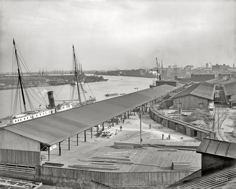 The Savannah River circa 1906. "Down the river -- Savannah, Georgia." 8x10 inch dry plate glass ...