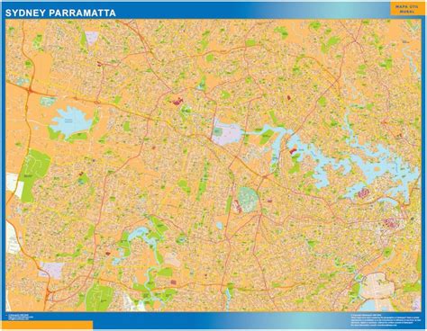 Sydney Parramatta Laminated Wall Map Wall Maps Of Countries Of The World - Bank2home.com